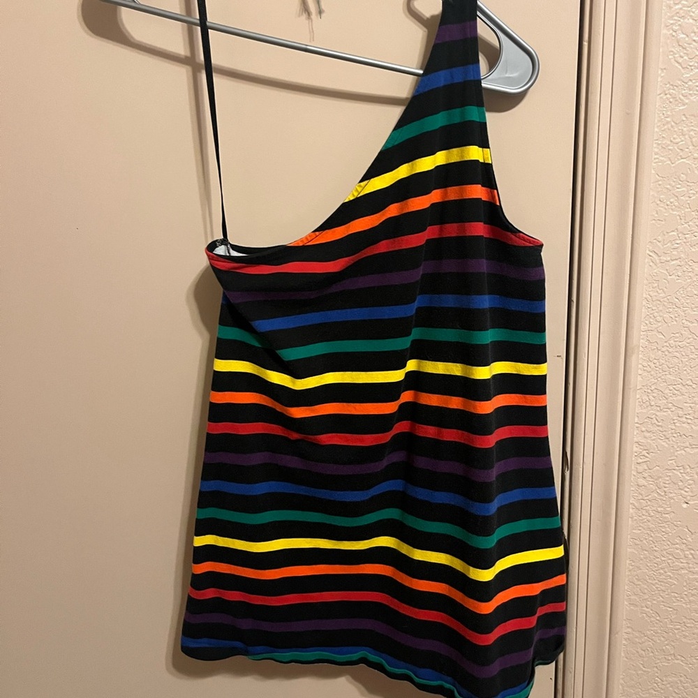 Torrid size 0 one shoulder rainbow top